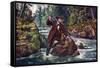 Brook Trout Fishing, 1862-Currier & Ives-Framed Stretched Canvas