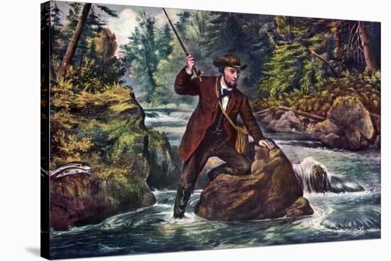 Brook Trout Fishing, 1862-Currier & Ives-Stretched Canvas