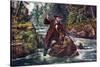 Brook Trout Fishing, 1862-Currier & Ives-Stretched Canvas