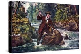 Brook Trout Fishing, 1862-Currier & Ives-Stretched Canvas