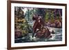 Brook Trout Fishing, 1862-Currier & Ives-Framed Giclee Print