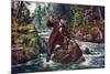 Brook Trout Fishing, 1862-Currier & Ives-Mounted Giclee Print