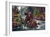 Brook Trout Fishing, 1862-Currier & Ives-Framed Giclee Print