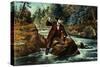 Brook Trout Fishing, an Anxious Moment, 1862-Currier & Ives-Stretched Canvas