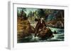 Brook Trout Fishing, an Anxious Moment, 1862-Currier & Ives-Framed Giclee Print