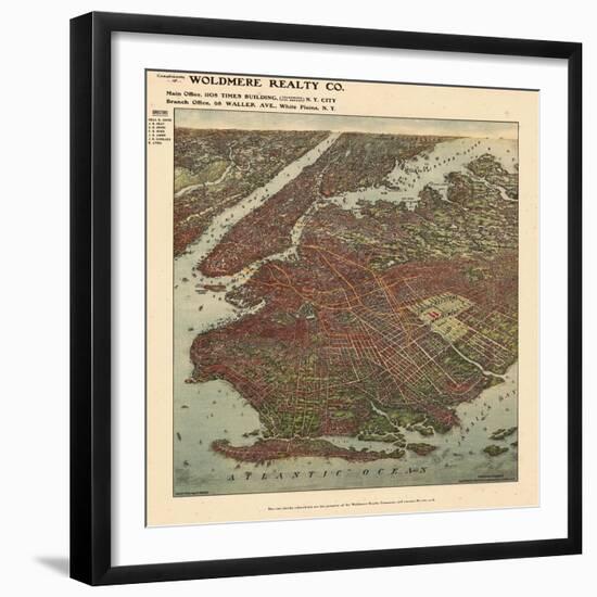 Brooklyn 1908 Bird's Eye View-null-Framed Giclee Print