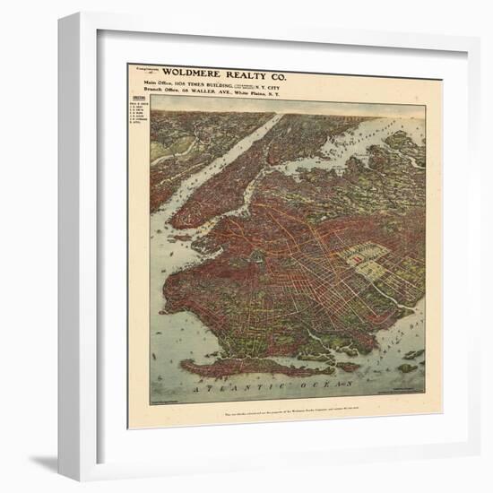 Brooklyn 1908 Bird's Eye View-null-Framed Giclee Print