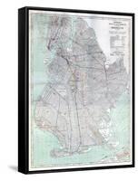 Brooklyn 1920 Transit Map-null-Framed Stretched Canvas