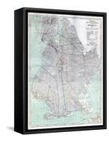 Brooklyn 1920 Transit Map-null-Framed Stretched Canvas