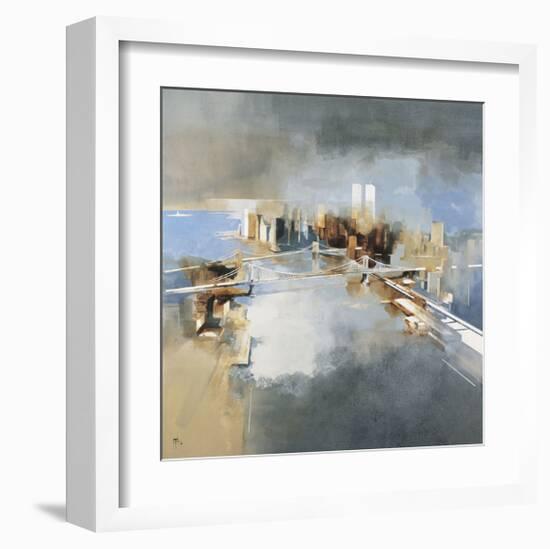 Brooklyn and Manhattan Bridges-Joan Farré-Framed Giclee Print