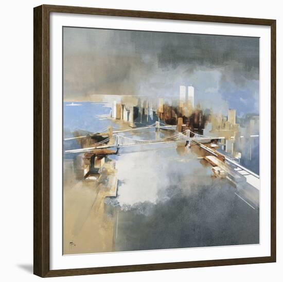 Brooklyn and Manhattan Bridges-Joan Farré-Framed Giclee Print