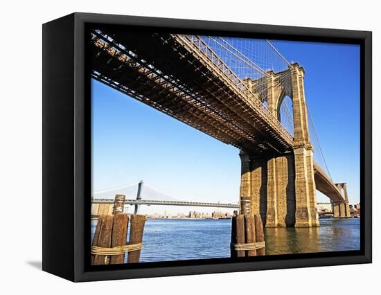 Brooklyn and Manhattan Bridges-Alan Schein-Framed Stretched Canvas