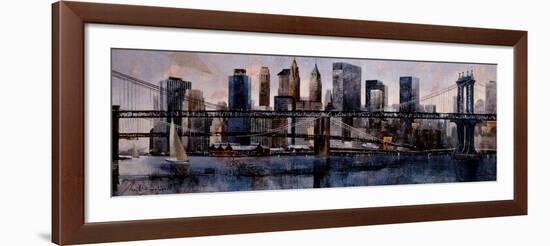 Brooklyn and Manhattan Bridges-Marti Bofarull-Framed Art Print