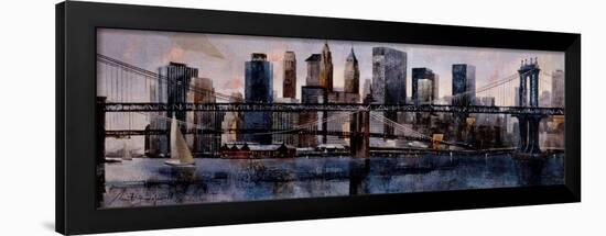 Brooklyn and Manhattan Bridges-Marti Bofarull-Framed Art Print