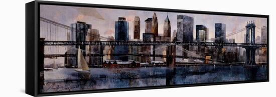 Brooklyn and Manhattan Bridges-Marti Bofarull-Framed Stretched Canvas