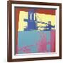 Brooklyn Bridge, 1983 (Blue Bridge/Yellow Background)-Andy Warhol-Framed Art Print