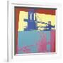 Brooklyn Bridge, 1983 (Blue Bridge/Yellow Background)-Andy Warhol-Framed Art Print