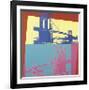 Brooklyn Bridge, 1983 (Blue Bridge/Yellow Background)-Andy Warhol-Framed Art Print