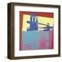 Brooklyn Bridge, 1983 (blue bridge/yellow background)-Andy Warhol-Framed Art Print