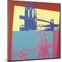 Brooklyn Bridge, 1983 (blue bridge/yellow background)-Andy Warhol-Mounted Art Print