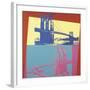 Brooklyn Bridge, 1983 (blue bridge/yellow background)-Andy Warhol-Framed Art Print