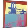 Brooklyn Bridge, 1983 (blue bridge/yellow background)-Andy Warhol-Mounted Art Print