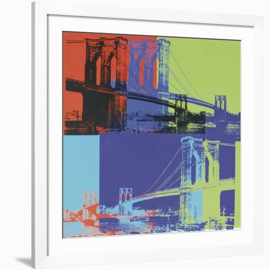 Brooklyn Bridge, 1983 (orange, blue, lime)-Andy Warhol-Framed Art Print