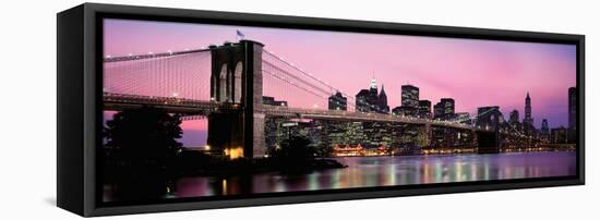 Brooklyn Bridge across the East River at Dusk, Manhattan, New York City, New York State, USA-null-Framed Stretched Canvas