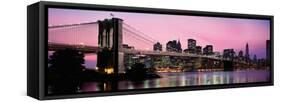 Brooklyn Bridge across the East River at Dusk, Manhattan, New York City, New York State, USA-null-Framed Stretched Canvas