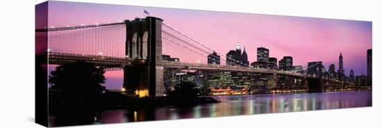 Brooklyn Bridge across the East River at Dusk, Manhattan, New York City, New York State, USA-null-Stretched Canvas