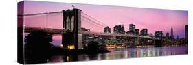 Brooklyn Bridge across the East River at Dusk, Manhattan, New York City, New York State, USA-null-Stretched Canvas