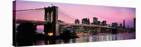 Brooklyn Bridge across the East River at Dusk, Manhattan, New York City, New York State, USA-null-Stretched Canvas