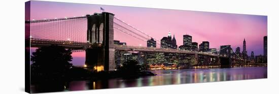 Brooklyn Bridge across the East River at Dusk, Manhattan, New York City, New York State, USA-null-Stretched Canvas