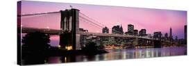 Brooklyn Bridge across the East River at Dusk, Manhattan, New York City, New York State, USA-null-Stretched Canvas