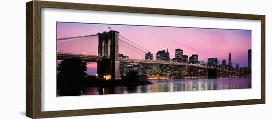 Brooklyn Bridge across the East River at Dusk, Manhattan, New York City, New York State, USA-null-Framed Photographic Print