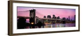 Brooklyn Bridge across the East River at Dusk, Manhattan, New York City, New York State, USA-null-Framed Photographic Print