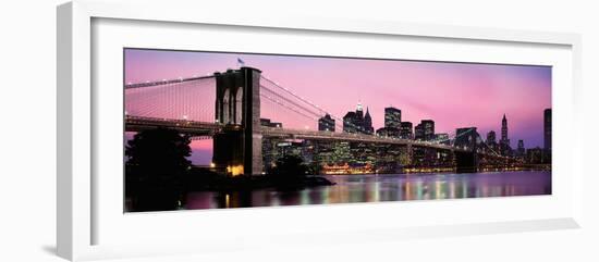 Brooklyn Bridge across the East River at Dusk, Manhattan, New York City, New York State, USA-null-Framed Photographic Print