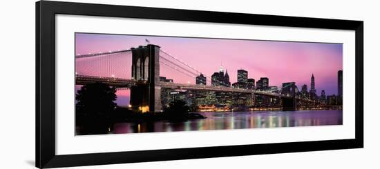 Brooklyn Bridge across the East River at Dusk, Manhattan, New York City, New York State, USA-null-Framed Photographic Print