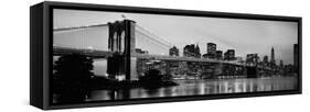 Brooklyn Bridge across the East River at Dusk, Manhattan, New York City, New York State, USA-null-Framed Stretched Canvas