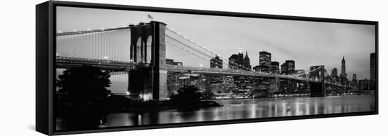 Brooklyn Bridge across the East River at Dusk, Manhattan, New York City, New York State, USA-null-Framed Stretched Canvas