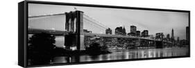 Brooklyn Bridge across the East River at Dusk, Manhattan, New York City, New York State, USA-null-Framed Stretched Canvas