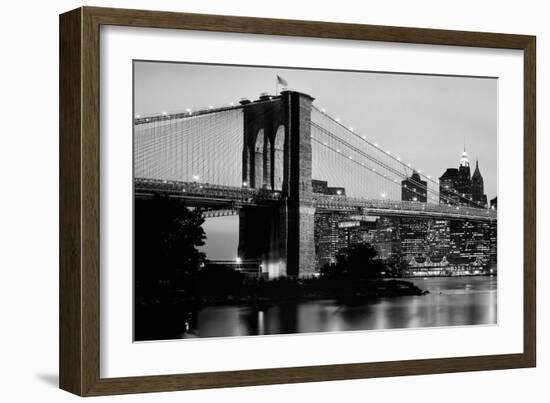 Brooklyn Bridge across the East River at dusk, Manhattan, New York City, New York State, USA-null-Framed Photographic Print