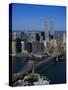 Brooklyn Bridge and East River, NYC-Mark Gibson-Stretched Canvas