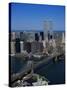 Brooklyn Bridge and East River, NYC-Mark Gibson-Stretched Canvas