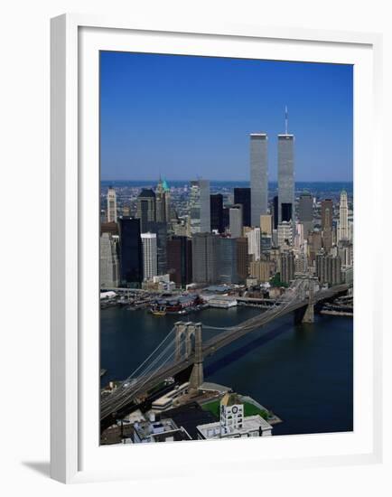 Brooklyn Bridge and East River, NYC-Mark Gibson-Framed Premium Photographic Print