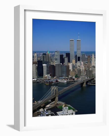 Brooklyn Bridge and East River, NYC-Mark Gibson-Framed Photographic Print