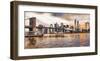 Brooklyn Bridge and Lower Manhattan at sunset, NYC-Pangea Images-Framed Art Print