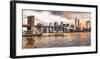 Brooklyn Bridge and Lower Manhattan at sunset, NYC-Pangea Images-Framed Art Print