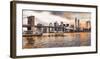 Brooklyn Bridge and Lower Manhattan at sunset, NYC-Pangea Images-Framed Art Print