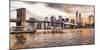 Brooklyn Bridge and Lower Manhattan at sunset, NYC-Pangea Images-Mounted Art Print